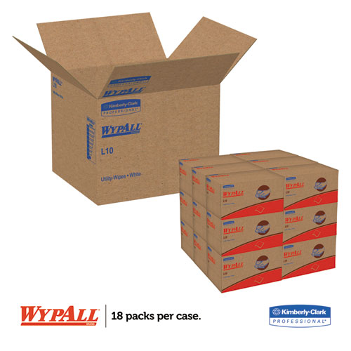 Image of Wypall® L10 Sani-Prep Dairy Towels, Pop-Up Box, 1-Ply, 10.25 X 10.5, White, 110/Pack, 18 Packs/Carton