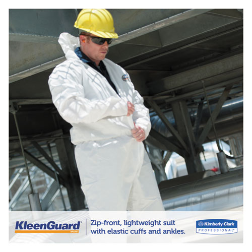Image of Kleenguard™ A35 Liquid And Particle Protection Coveralls, Zipper Front, Hooded, Elastic Wrists And Ankles, 2X-Large, White, 25/Carton