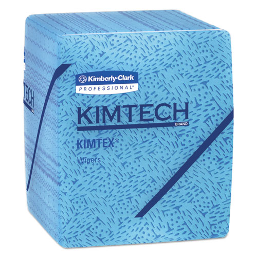 KIMTEX Wipers, 1/4 Fold, 12 1/2 x 12, Blue, 66/Box, 8 Boxes/Carton | by Plexsupply
