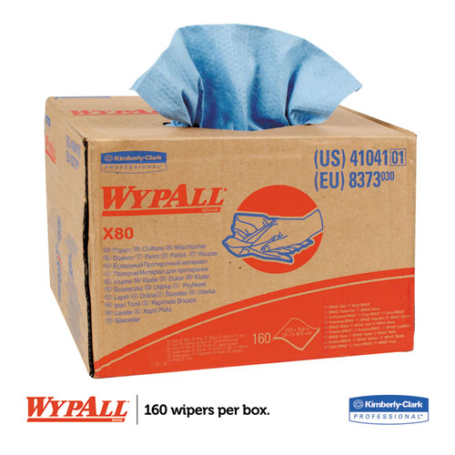 Image of Power Clean X80 Heavy Duty Cloths, 11.1 x 16.8, Blue, 160 Wipers/Carton