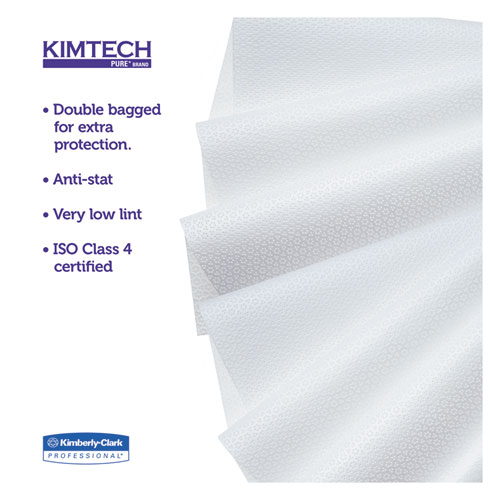 Image of Kimtech™ W4 Critical Task Wipers, Flat Double Bag, 12 X 12, Unscented, White, 100/Bag, 5 Bags/Carton
