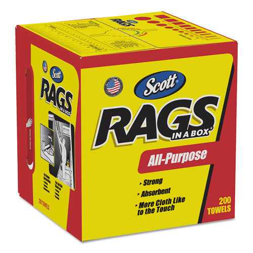 Rags in a Box, POP-UP Box, 10 x 12, White, 200/Box, 8 Boxes/Carton