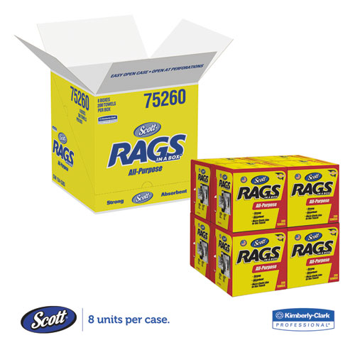 Rags In A Box, Pop-Up Box, 10 X 12, White, 200/box, 8 Boxes Per Carton