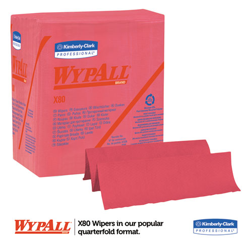 Image of Power Clean X80 Heavy Duty Cloths,, 12.5 x 12, Red, 50/Box, 4 Boxes/Carton