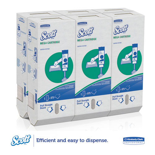 Image of Scott® Megacartridge Napkins, 1-Ply, 8 2/5 X 6 1/2, White, 875/Pack, 6 Packs/Carton