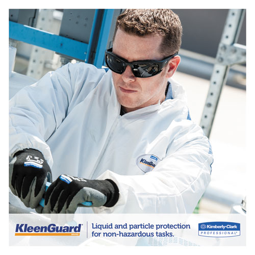 Image of Kleenguard™ A35 Liquid And Particle Protection Coveralls, Zipper Front, Hooded, Elastic Wrists And Ankles, Large, White, 25/Carton