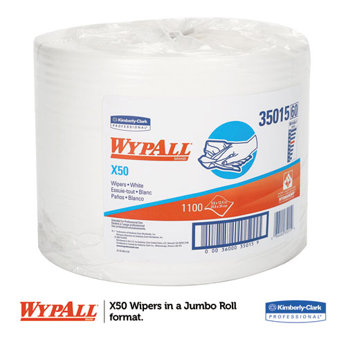 Image of X50 Cloths, Jumbo Roll, 13.4 x 9.8, White, 1,100/Roll