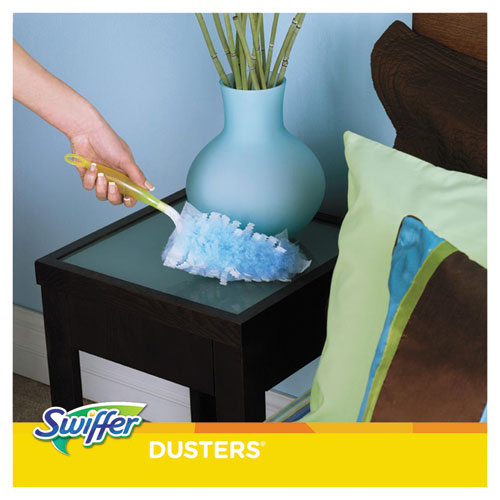Image of Swiffer® Dusters Starter Kit, Dust Lock Fiber, 6" Handle, Blue/Yellow