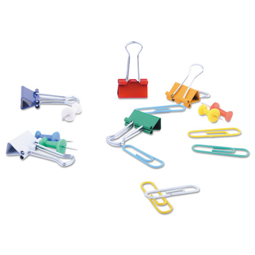 Combo Clip Pack, 380 Paper Clips, 280 Push Pins and 46 Binder Clips