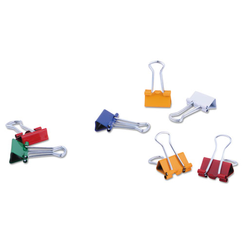BINDER CLIPS IN DISPENSER TUB, MINI, ASSORTED COLORS, 60/PACK