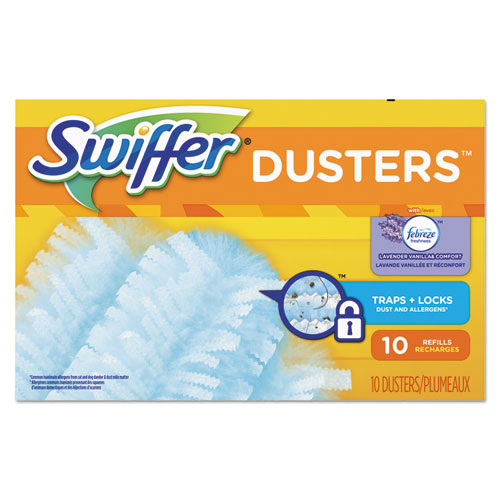 Swiffer® Refill Dusters, DustLock Fiber, Light Blue, Lavender Vanilla Scent,10/Bx,4Bx/Ctn
