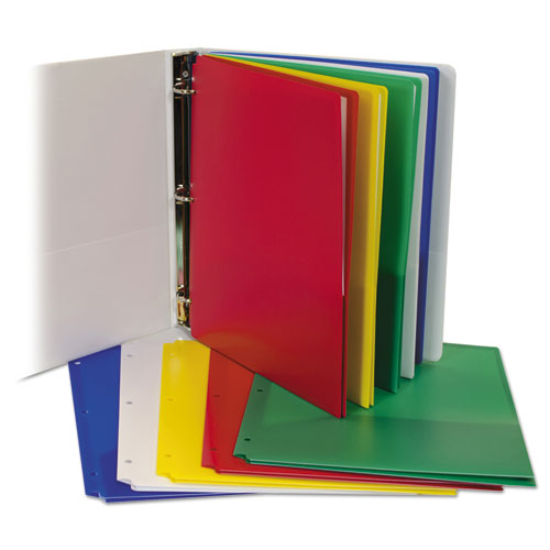 Two-Pocket Heavyweight Poly Portfolio Folder, 3-Hole Punch, Letter ...