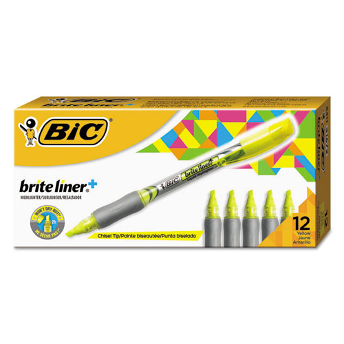 BIC® Brite Liner + Highlighter, Chisel Tip, Assorted Colors, 5/Set