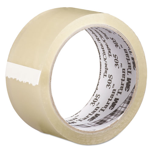 Tartan™ 305 Box Sealing Tape, 48 mm x 100 m, 3" Core, Clear, 36/Carton