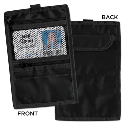 Travel ID/Document Holder, 5.13 x 7.75, Nylon, Black, 5/Pack