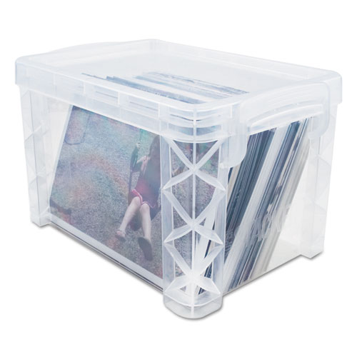 Super Stacker Storage Boxes, Holds 400 3 x 5 Cards, 6.25 x 3.88 x 3.5, Plastic, Clear