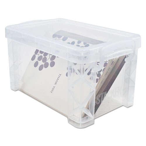Image of Advantus Super Stacker Storage Boxes, Holds 500 4 X 6 Cards, 7.25 X 5 X 4.75, Plastic, Clear