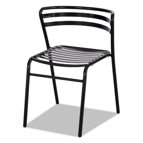 CoGo Steel Outdoor/Indoor Stack Chair, Up to 250 lb, 17" Seat Height, Black Seat/Back/Base, 2/CT, Ships in 1-3 Business Days