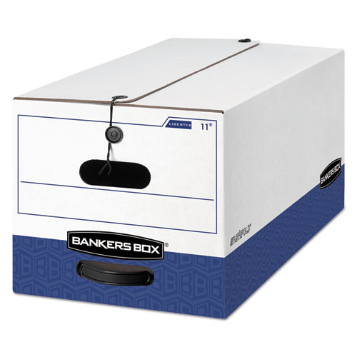 Bankers Box® Liberty Heavy-Duty Strength Storage Boxes, Letter Files, 12.25" X 24.13" X 10.75", White/Blue, 12/Carton