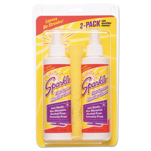 Flat Screen & Monitor Cleaner, Pleasant Scent, 8 Oz Bottle, 2/pack