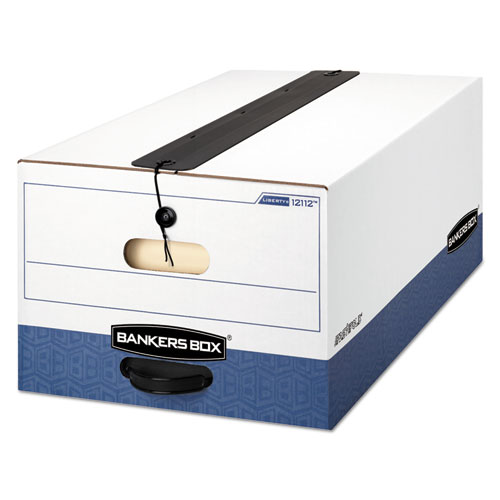 Bankers Box® Liberty Plus Heavy-Duty Strength Storage Boxes, Legal Files, 15.25" X 24.13" X 10.75", White/Blue, 12/Carton