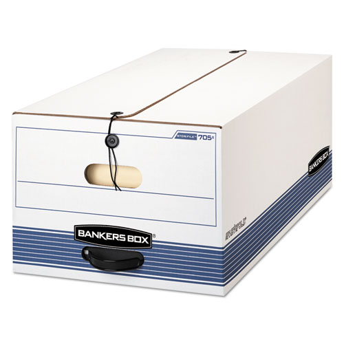 Bankers Box® Stor/File Medium-Duty Strength Storage Boxes, Legal Files, 15.25" X 24.13" X 10.75", White/Blue, 12/Carton