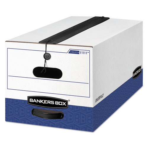 Bankers Box® LIBERTY Plus Heavy-Duty Strength Storage Boxes, Legal Files, 15.25" x 24.13" x 10.75", White/Blue, 12/Carton