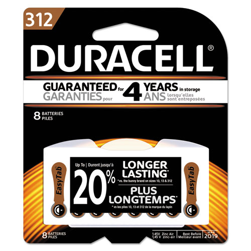 Duracell® Button Cell Zinc Air Battery, #312, 8/Pk