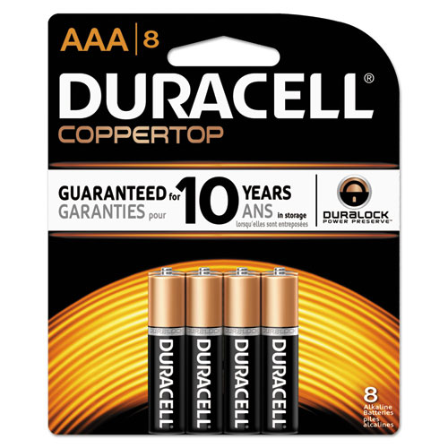 Duracell® CopperTop Alkaline Batteries, AAA, 8/PK