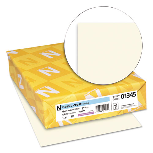 CLASSIC CREST Stationery, 24 lb Bond Weight, 8.5 x 11, Classic Natural White, 500/Ream