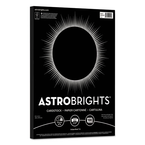 Astrobrights® Color Cardstock, 65 Lb Cover Weight, 8.5 X 11, Eclipse Black, 100/Pack