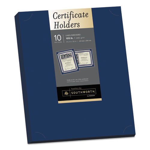 Certificate Holder, Navy, 105lb Linen Stock, 12 X 9 1/2, 10/pack
