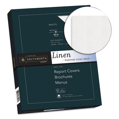 Image of Southworth® 25% Cotton Linen Cover Stock, 65 Lb Cover Weight, 8.5 X 11, 100/Pack