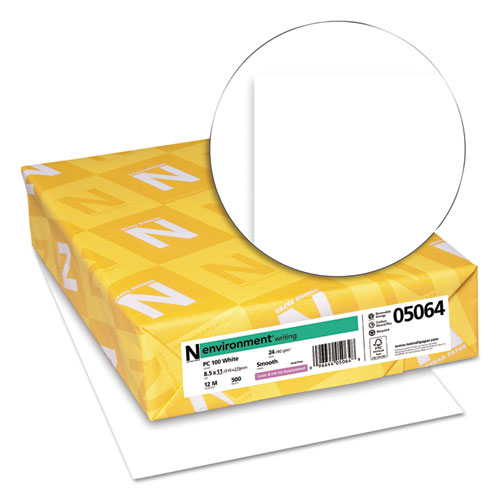 Image of Neenah Paper Environment Stationery Paper, 95 Bright, 24 Lb Bond Weight, 8.5 X 11, White, 500/Ream