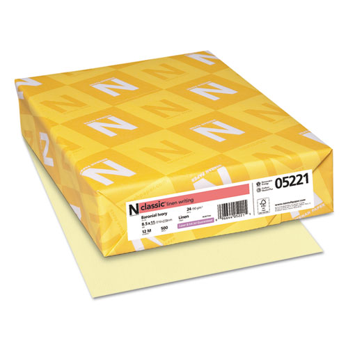 Neenah Paper CLASSIC Linen Stationery, 24 lb Bond Weight, 8.5 x 11, Baronial Ivory, 500/Ream