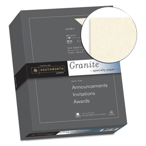 Image of Granite Specialty Paper, 24 lb Bond Weight, 8.5 x 11, Ivory, 500/Ream