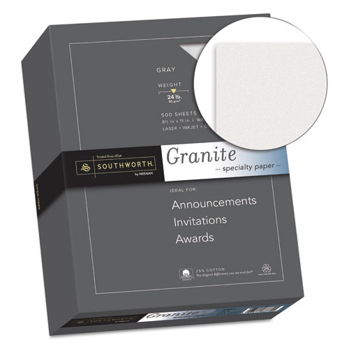 Granite Specialty Paper, 24 lb Bond Weight, 8.5 x 11, Gray, 500/Ream