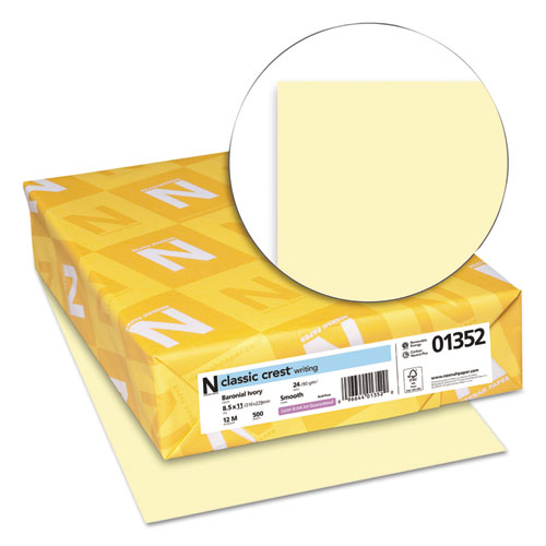 Image of Neenah Paper Classic Crest Stationery, 24 Lb Bond Weight, 8.5 X 11, Baronial Ivory, 500/Ream