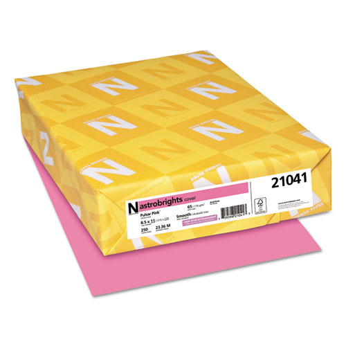 Astrobrights® Color Cardstock, 65lb, 8 1/2 x 11, Pulsar Pink, 250 Sheets
