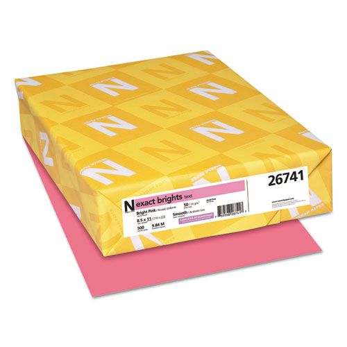 Exact brights paper, 8 1/2 x 11, bright pink, 50 lb, 500 sheets/ream, sold as 1 ream