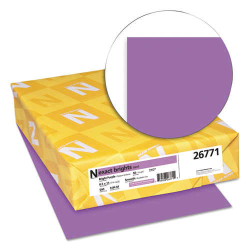 Exact Brights Paper, 20lb, 8.5 x 11, Bright Purple, 500/Ream