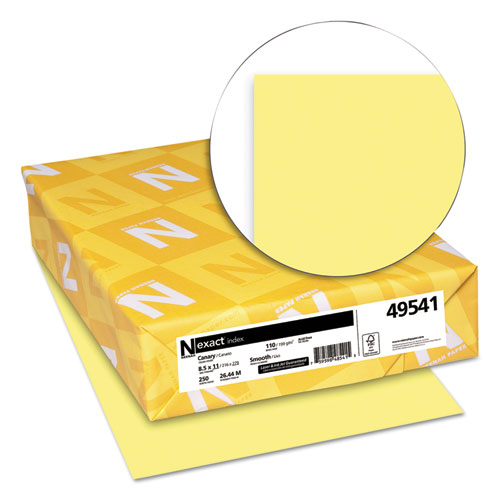 Image of Exact Index Card Stock, 110 lb Index Weight, 8.5 x 11, Canary, 250/Pack