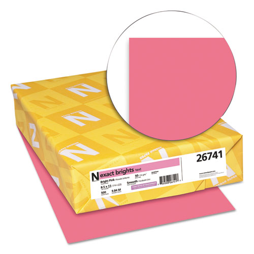 Image of Exact Brights Paper, 20 lb Bond Weight, 8.5 x 11, Bright Pink, 500/Ream