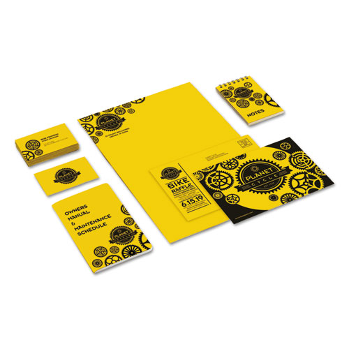 Color Cardstock, 65lb, 8.5 x 11, Solar Yellow, 250/Pack