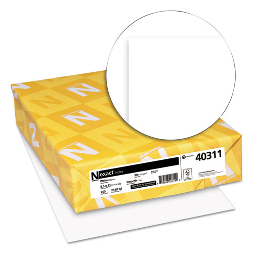 Image of Exact Index Card Stock, 94 Bright, 90 lb Index Weight, 8.5 x 11, White, 250/Pack