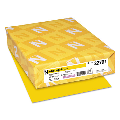 Color Cardstock, 65 lb Cover Weight, 8.5 x 11, Sunburst Yellow, 250/Pack