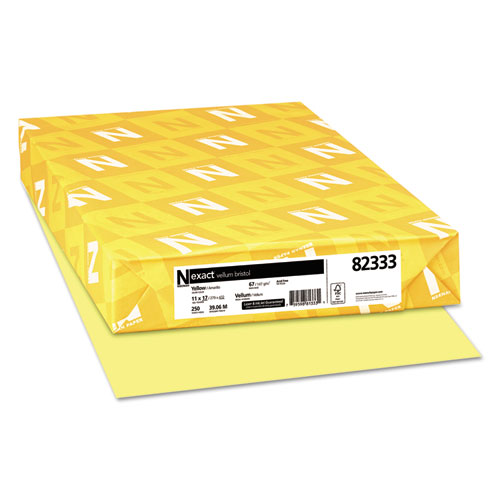 Exact Vellum Bristol Cover Stock, 67lb, 11 x 17, Yellow, 250 Sheets