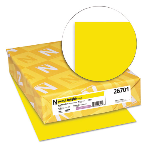 Image of Neenah Paper Exact Brights Paper, 20 Lb Bond Weight, 8.5 X 11, Bright Yellow, 500/Ream