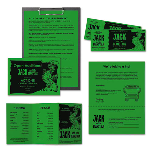 Image of Color Paper, 24 lb Bond Weight, 8.5 x 11, Gamma Green, 500 Sheets/Ream