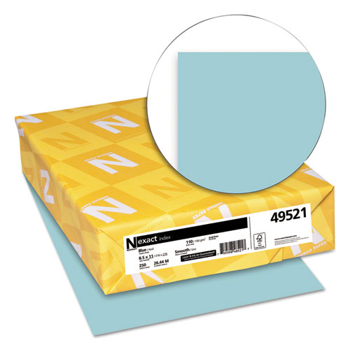 Image of Exact Index Card Stock, 110 lb Index Weight, 8.5 x 11, Blue, 250/Pack